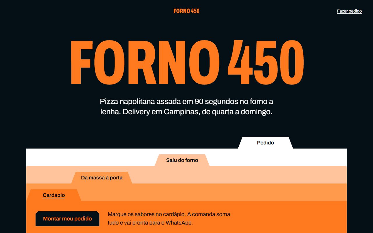 Tela do site Forno 450 no computador