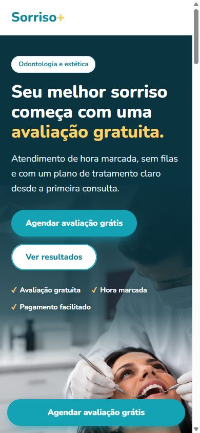 O mesmo site no celular