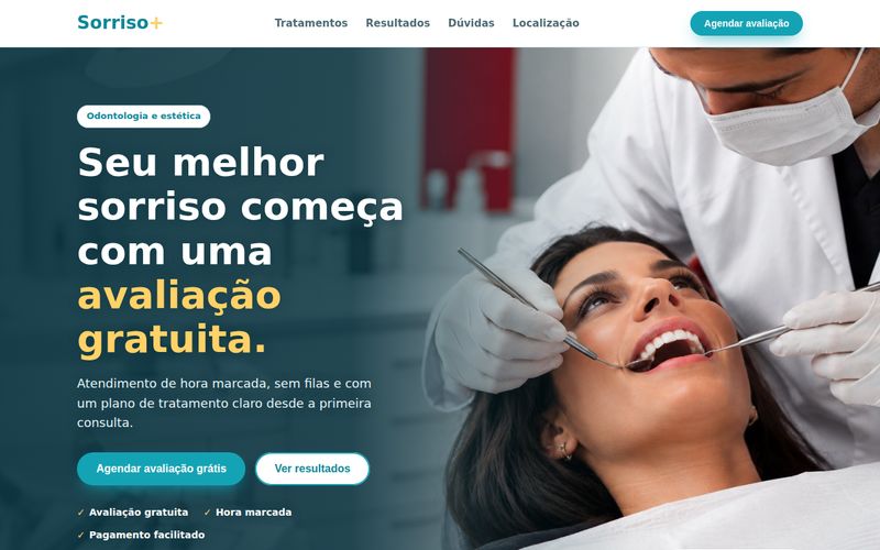 Tela do site Sorriso+ no computador